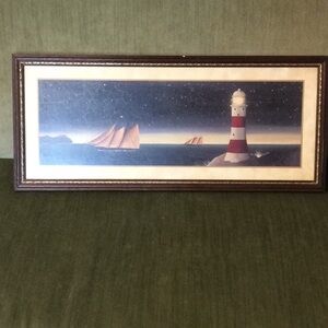 Martin Wiscombe “Lighthouse Glare” Folk Art 12.5”X6.5" Framed